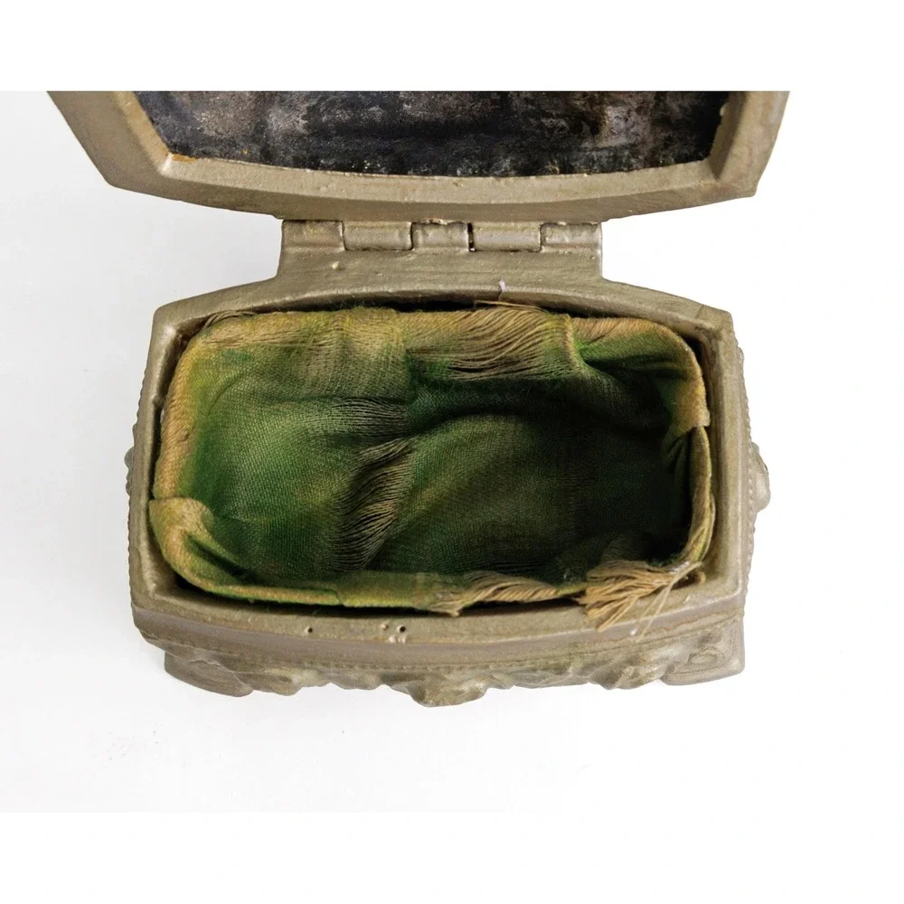 Antique Edwardian Jewelry Box Gold Gilt Metal Casket Style